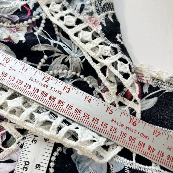 Womens Black Boho Floral Cream Crochet Kimono Cardigan Wrap Layering Beach - Picture 5 of 6